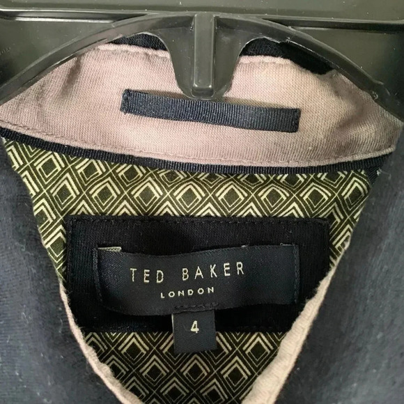 Ted Baker Polo Shirt Men's 4 Black Grey Short Sleeve 1/4 Button 100% Cotton - Picture 2 of 8